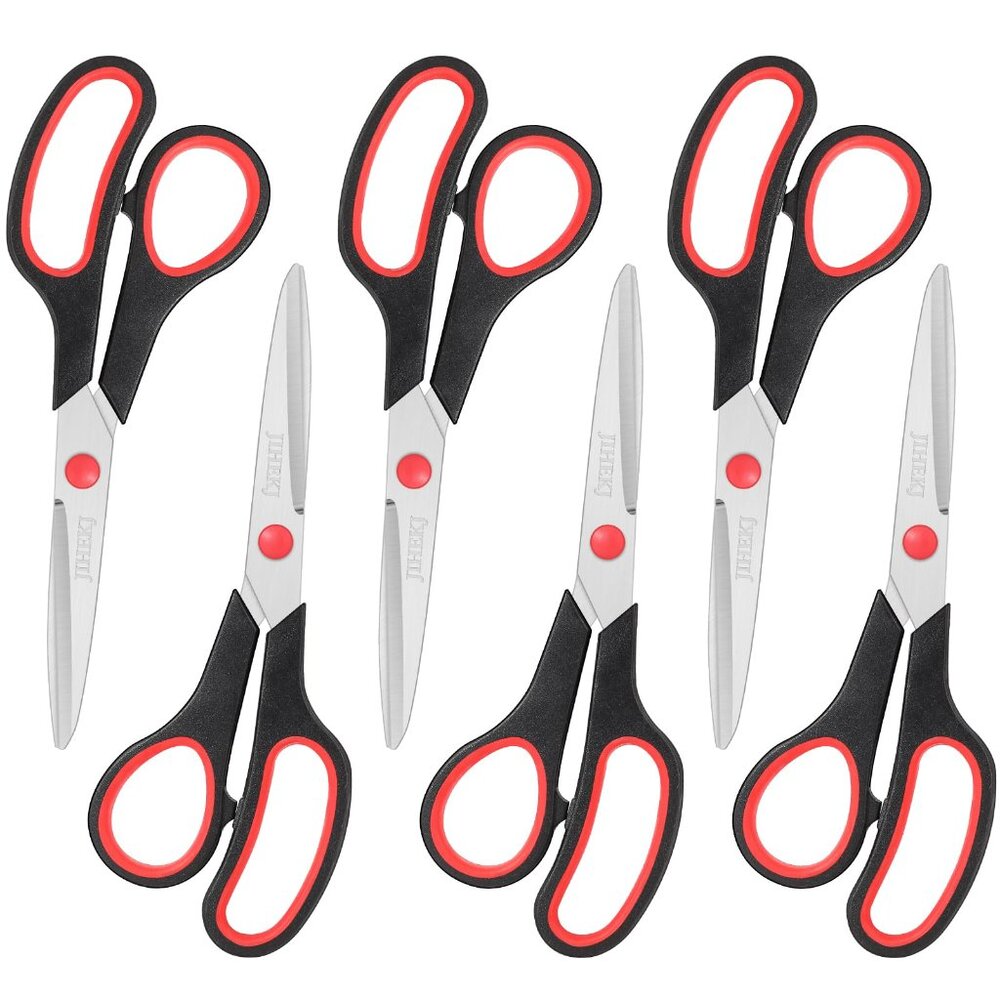 6-Pack All Purpose Scissors Set | Stainless Steel Office & Craft Scissors